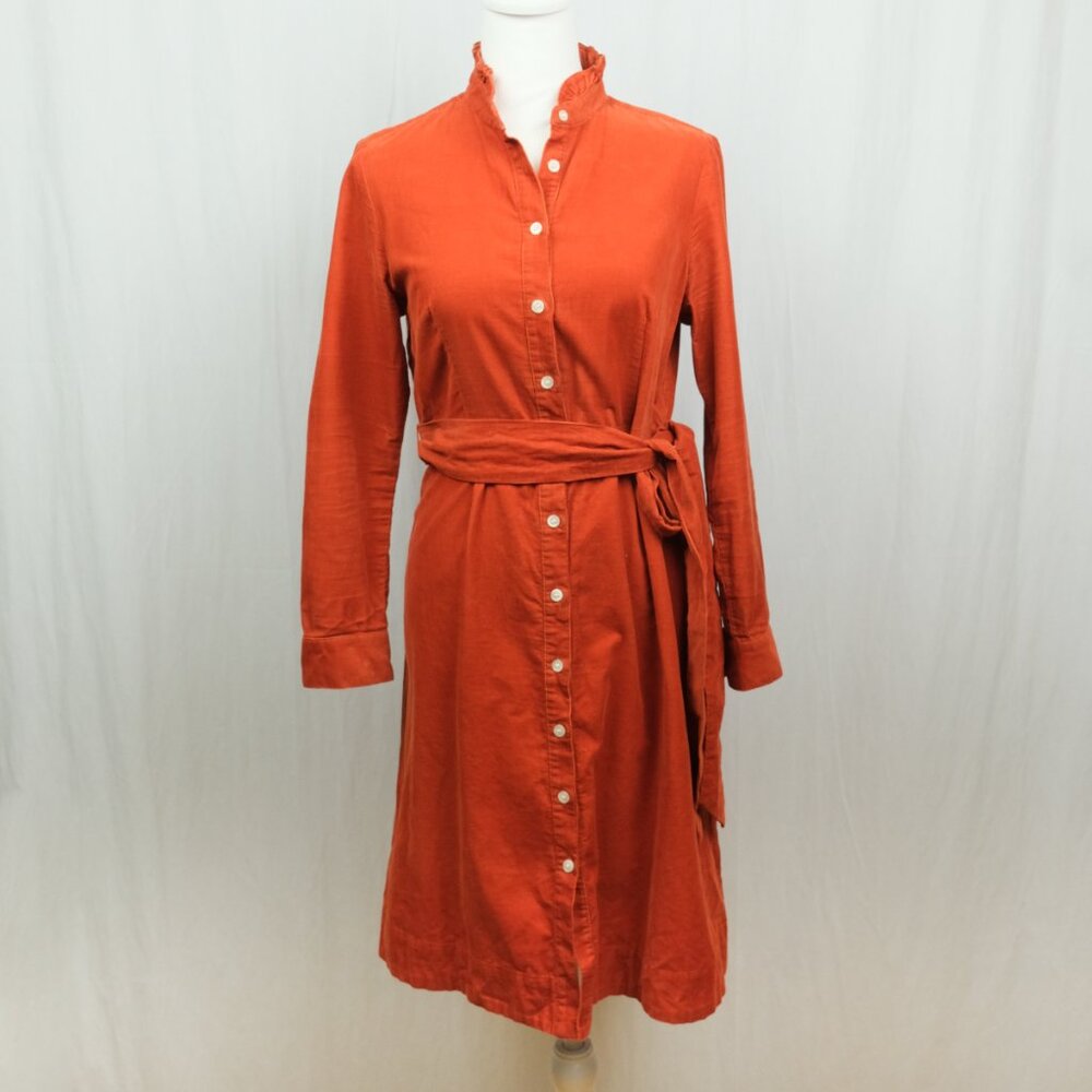 J. Crew | Dresses | Corduroy Ruffle Neck Shirt Dress. size 4 - Picture 4 of 12
